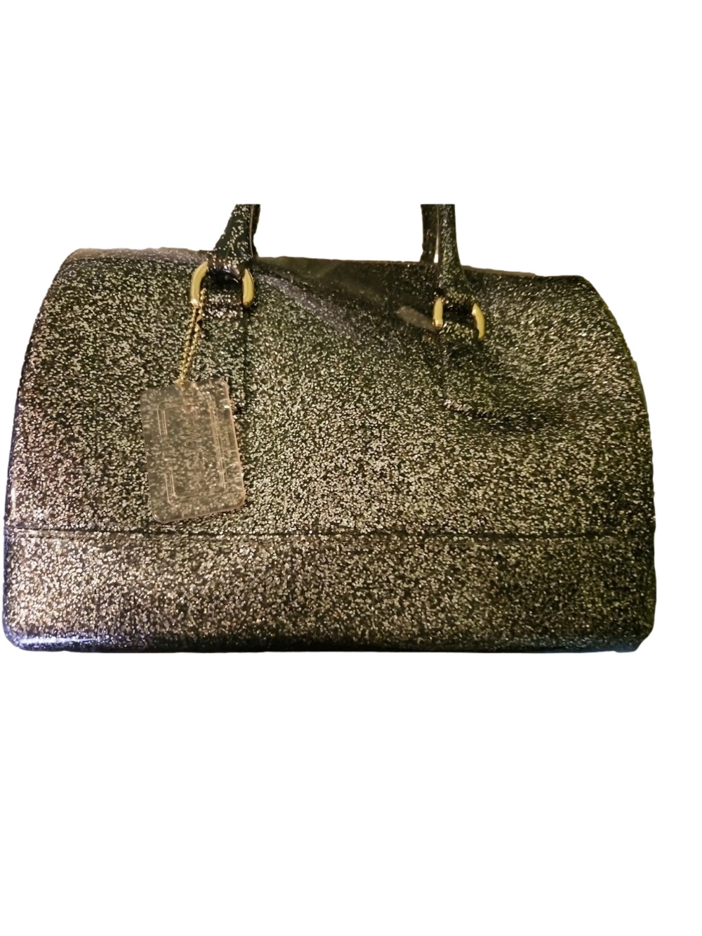 Furla Black Glitter Dome Satchel